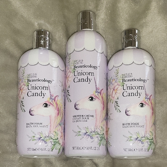 NEW UNICORN CANDY BEAUTICOLOGY Bath Soak & Bubbles & Bath Gel (lot of 3) - Picture 1 of 3